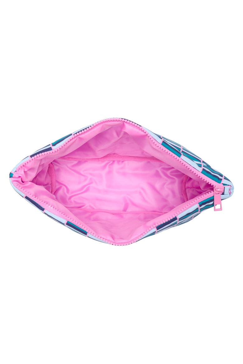 Vanity Quilted Cosmetic Bag, Alternate, color, TEAL/ PINK