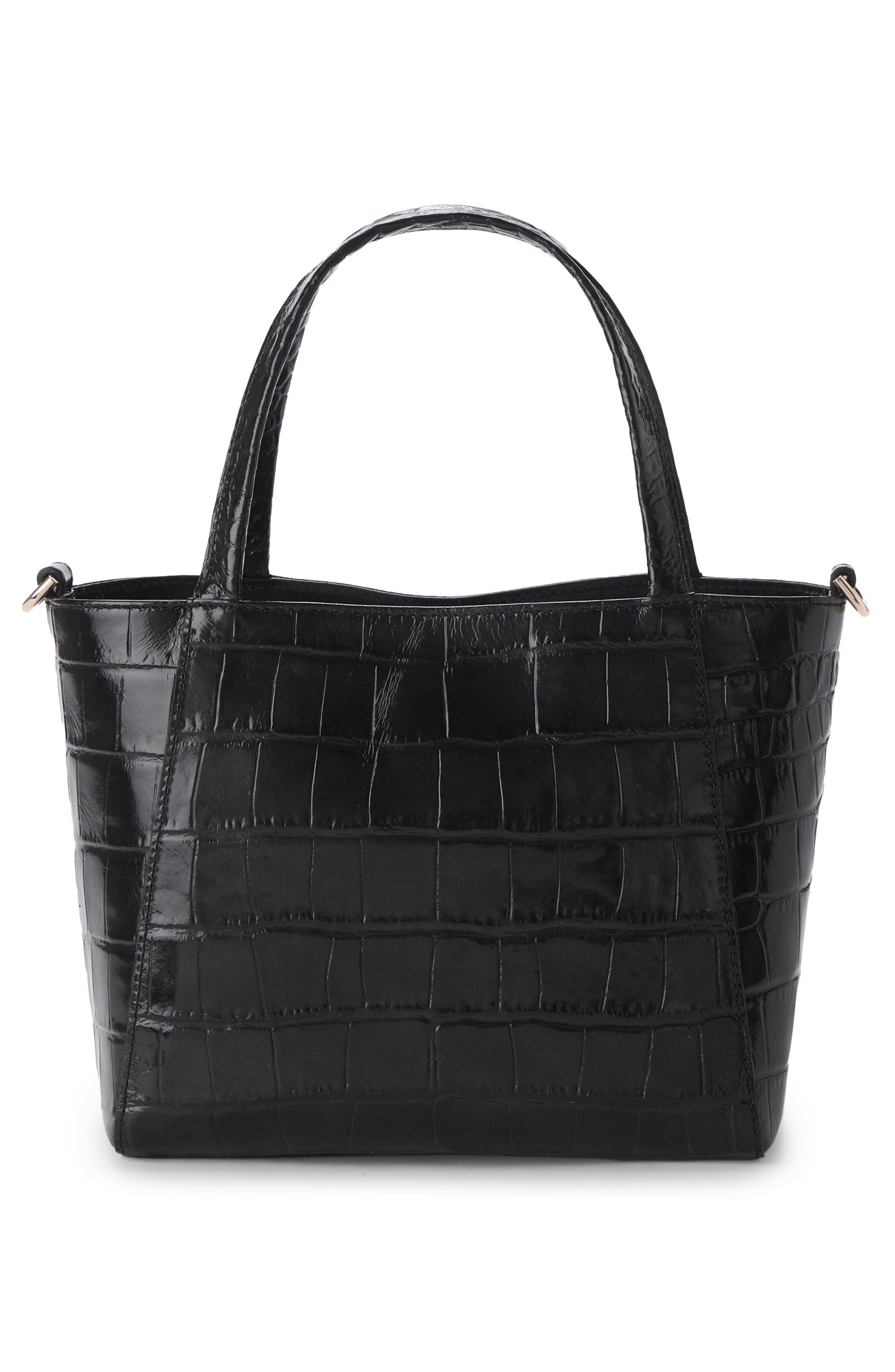 Brahmin Small Mona Croc Embossed Leather Tote, Alternate, color, Black