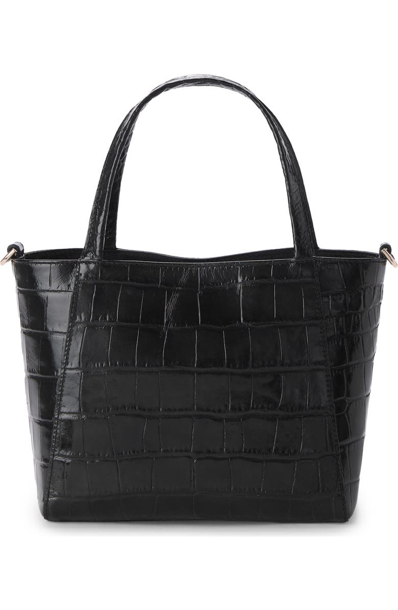 Brahmin Small Mona Croc Embossed Leather Tote, Alternate, color, Black