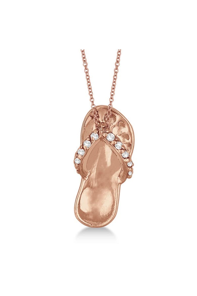 Flip Flop Shaped Diamond Pendant Necklace 14k, Main, color, Rose Gold