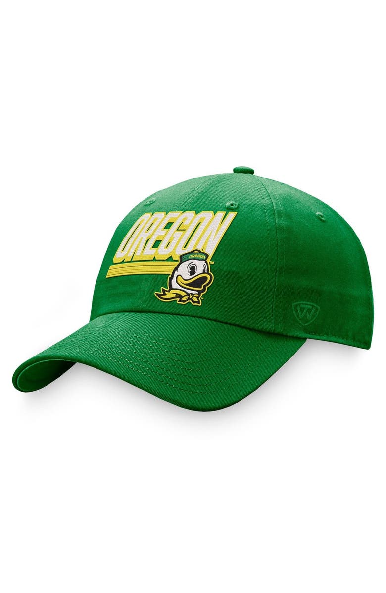 TOP OF THE WORLD Men's Top of the World Green Oregon Ducks Slice Adjustable Hat, Main, color,