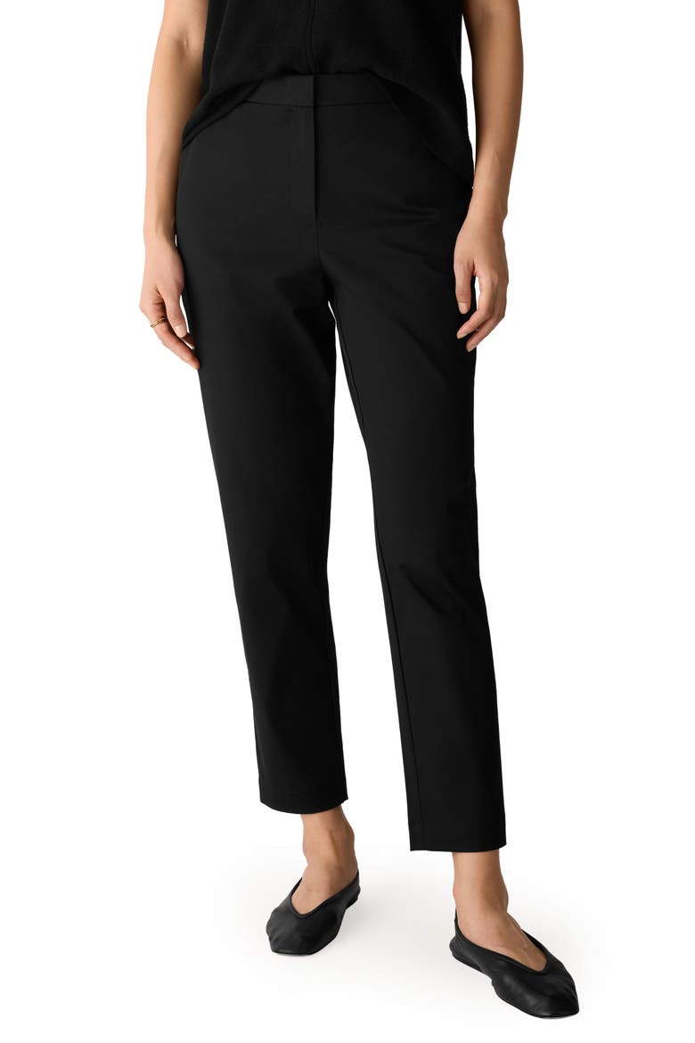 High Waist Slim Fit Ankle Pants, Main, color, BLACK