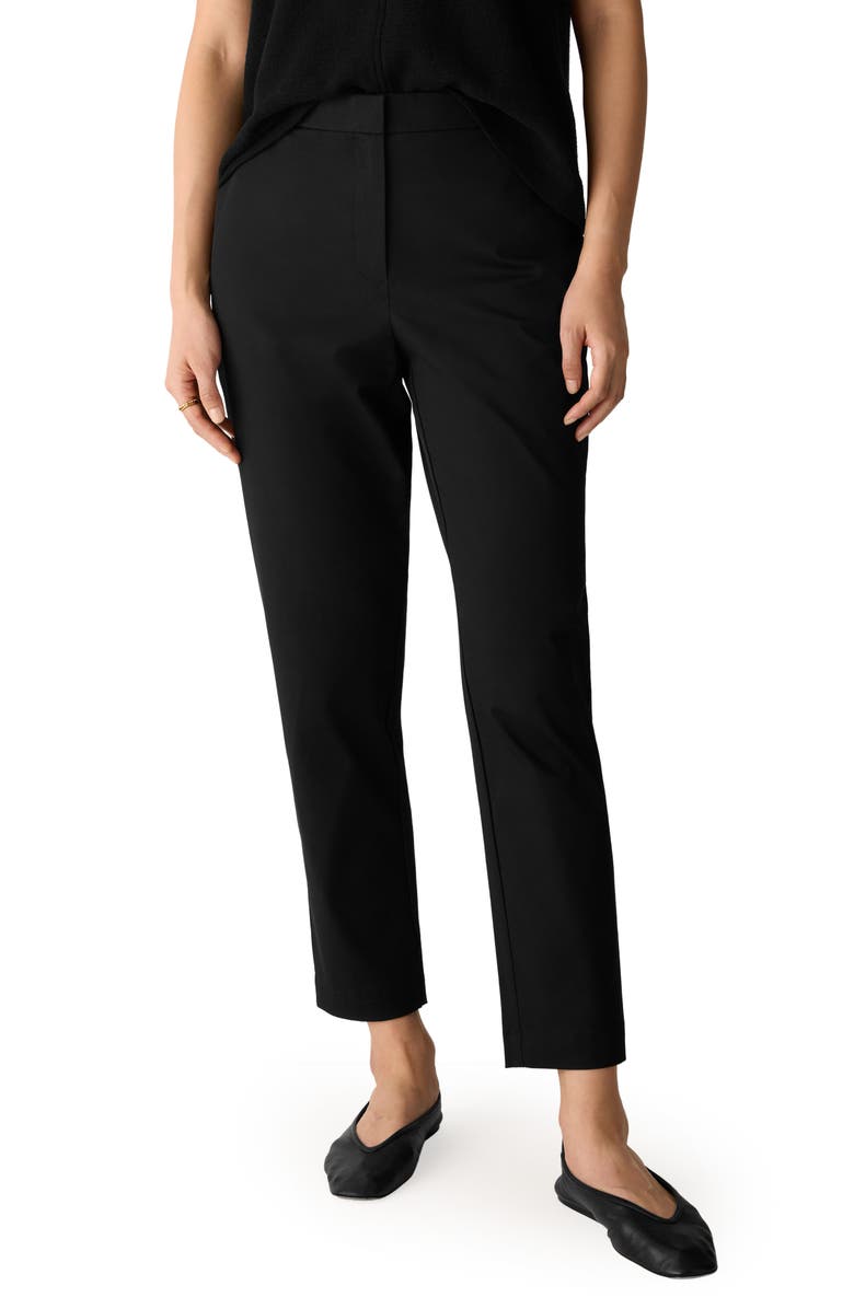 Eileen Fisher High Waist Slim Fit Ankle Pants, Main, color, Black
