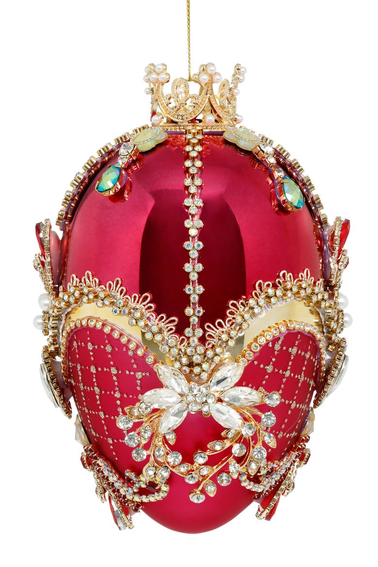 Faberge Jewel Egg Ornament, Red Raspberry, Main, color, Medium Red