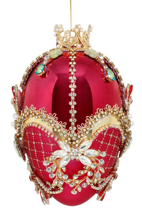 Faberge Jewel Egg Ornament, Red Raspberry