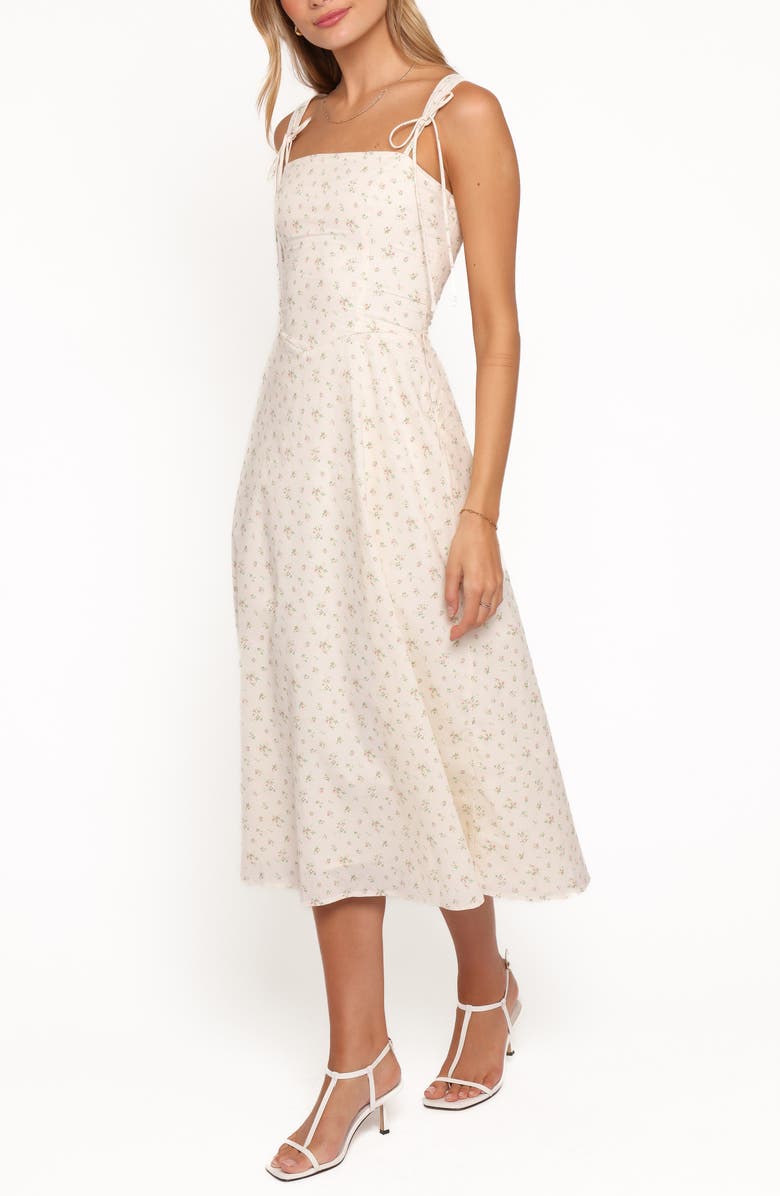 Petal & Pup Clarissa Floral Fit & Flare Midi Dress, Alternate, color, White Floral