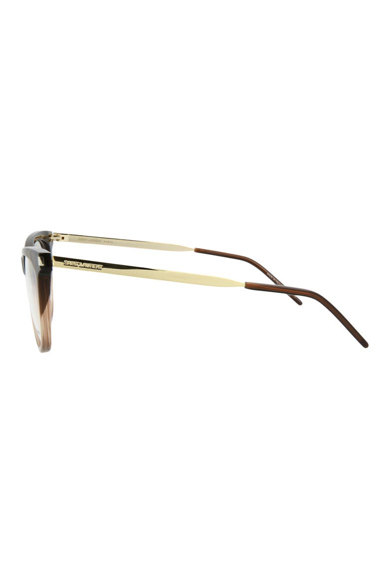 Fashion 52mm Cat Eye Optical Glasses, Alternate, color, BROWN GOLD TRANSPARENT