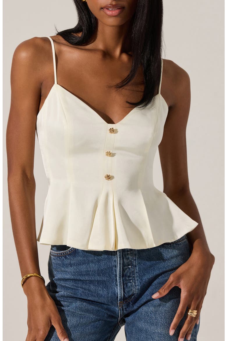 Paislee Satin Peplum Top, Main, color, CREAM