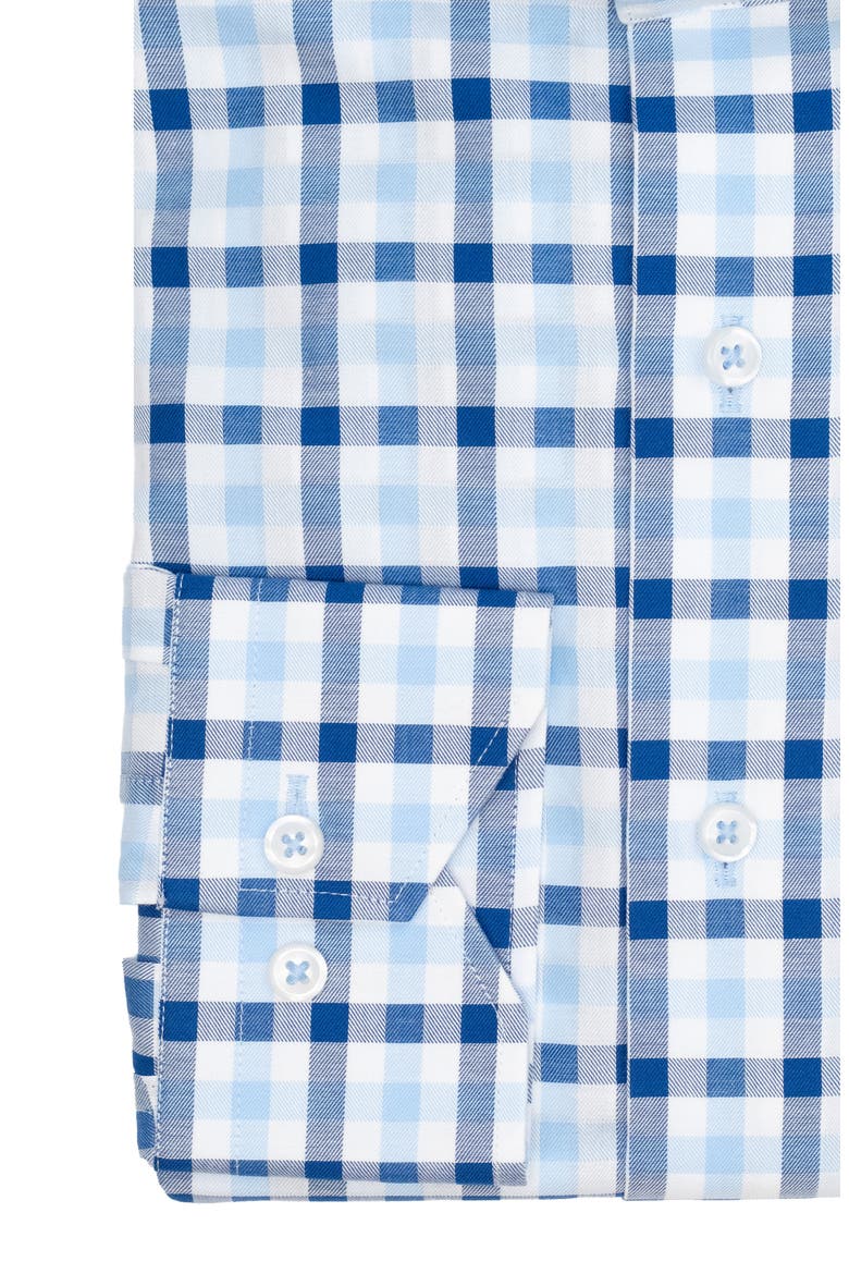 Trim Fit Textured Gingham Dress Shirt, Alternate, color, NAVY