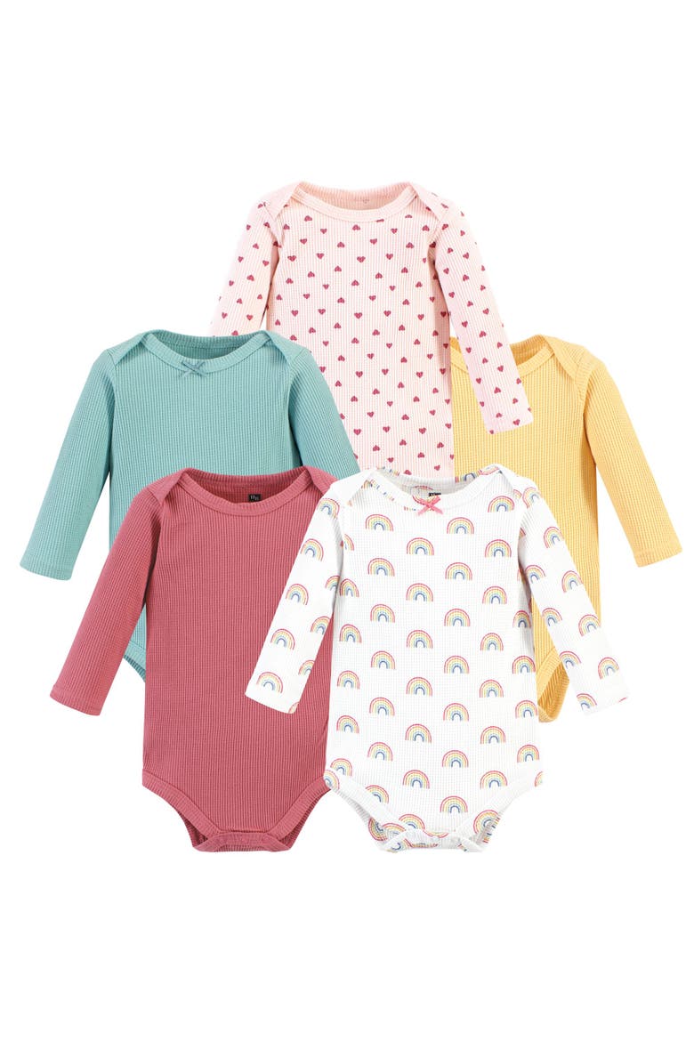 Thermal Long Sleeve Bodysuits, Main, color, Creative Rainbows