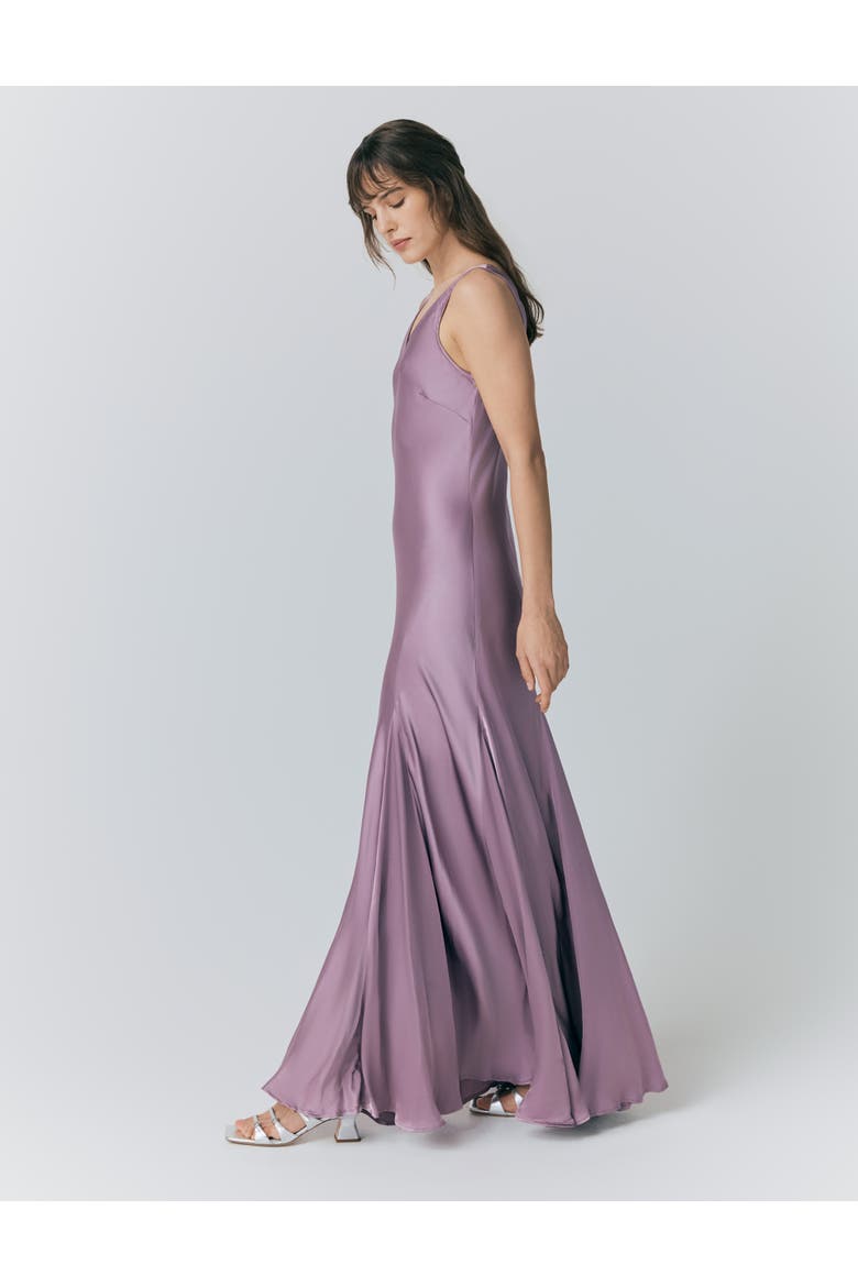 Willow Satin Maxi Sip Dress, Alternate, color, Purple