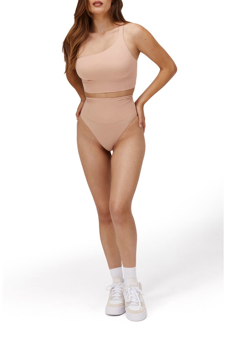 Seamless Smooth One Shoulder Top, Alternate, color, Nude