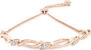 Haus of Brilliance Silver Diamond Accent Alternating Swirl link Bolo Bracelet