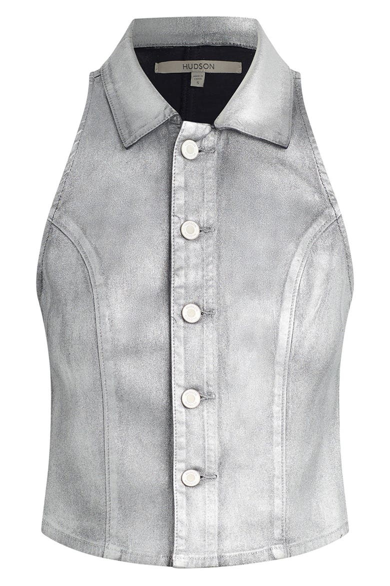 Metallic Halter Vest, Alternate, color, MATTE SILVER FOIL