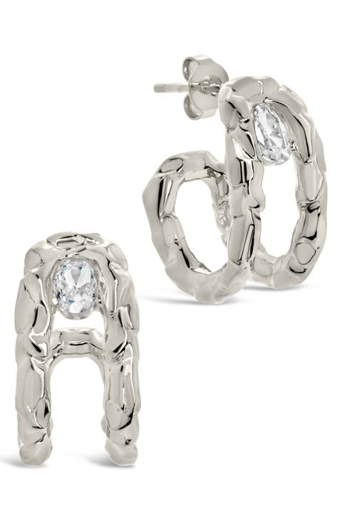 Mavis Cubic Zirconia Molten Folded Hoop Earrings