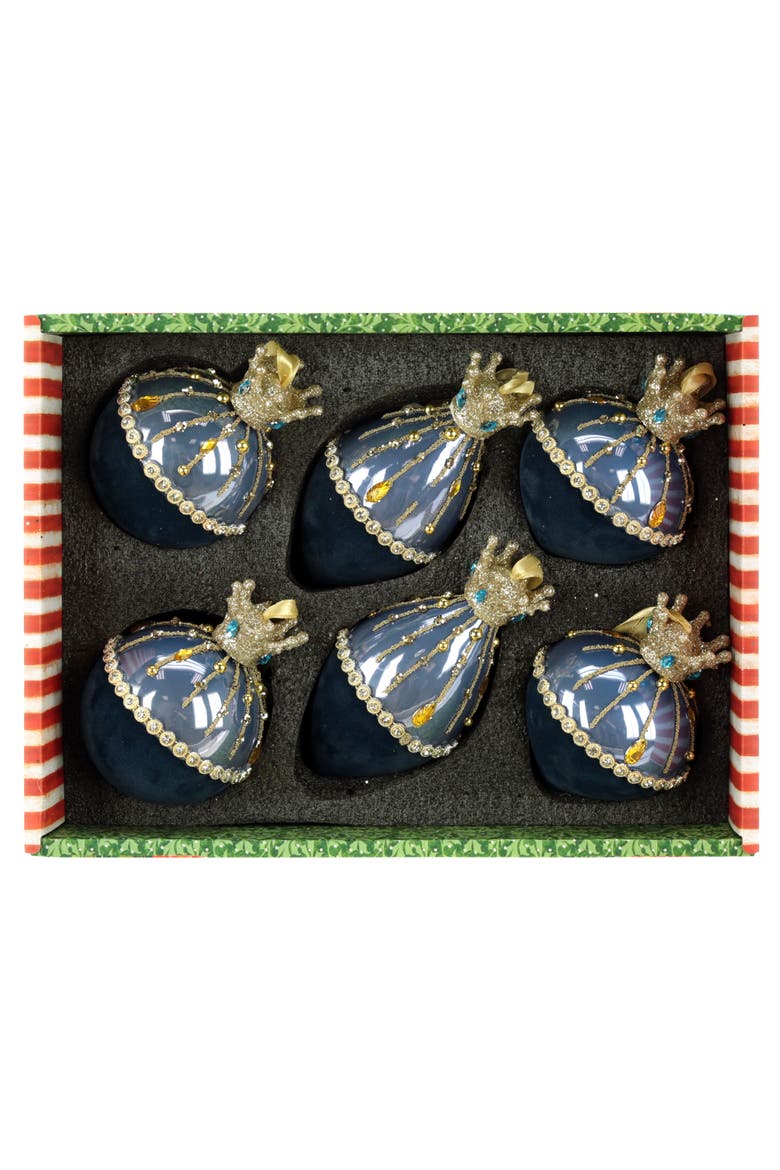 Regal Crown Ornament, Box of 6, Alternate, color, Dark Blue