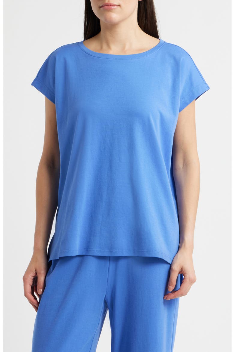 Jewel Neck Organic Cotton Pajama Top, Main, color, BLUE STAR