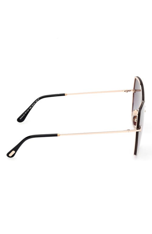 Tom Ford Nickie Metal Butterfly Sunglasses In Rose Gold/t Logo/smoke