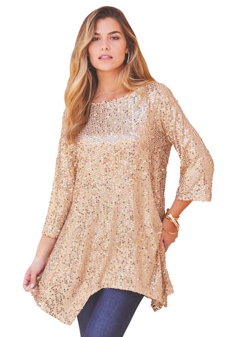 Handkerchief Hem Sequin Tunic