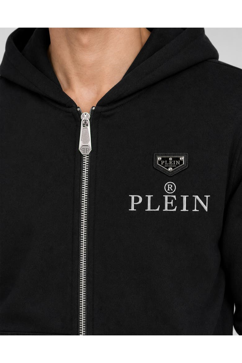 Hoodie Zip Plein R Men, Alternate, color, black