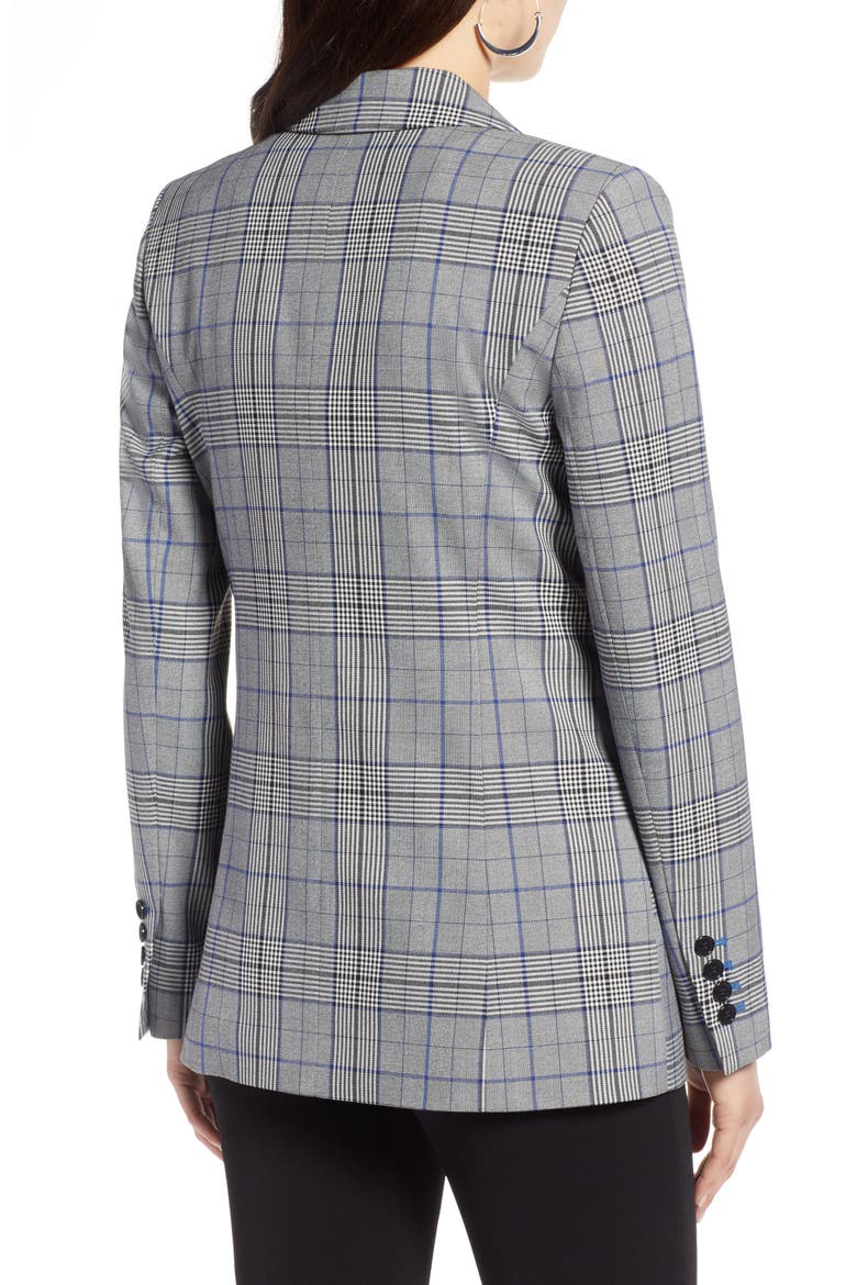 Double Breasted Blazer, Alternate, color, BLACK- BLUE PLAID