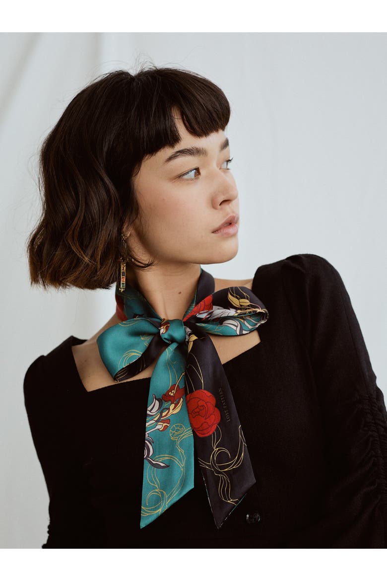 "Dream Hunter" Silk Skinny Scarf, Alternate, color, Green