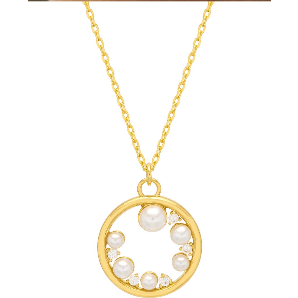 Estella Bartlett Faux Pearl & Crystal Circle Pendant Necklace In Gold