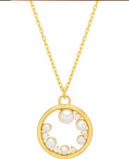 Estella Bartlett Faux Pearl & Crystal Circle Pendant Necklace