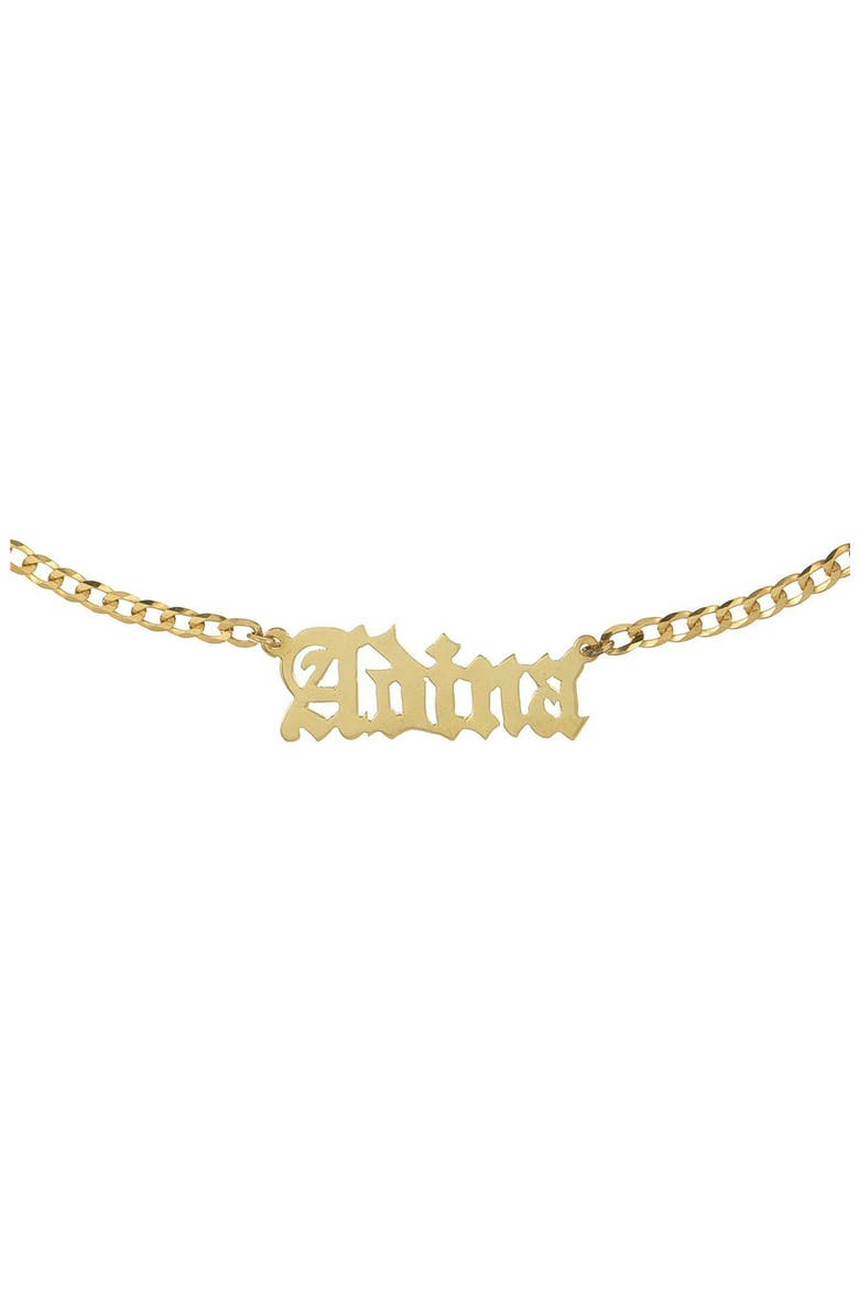 Personalized Gothic Nameplate Choker, Main, color, GOLD