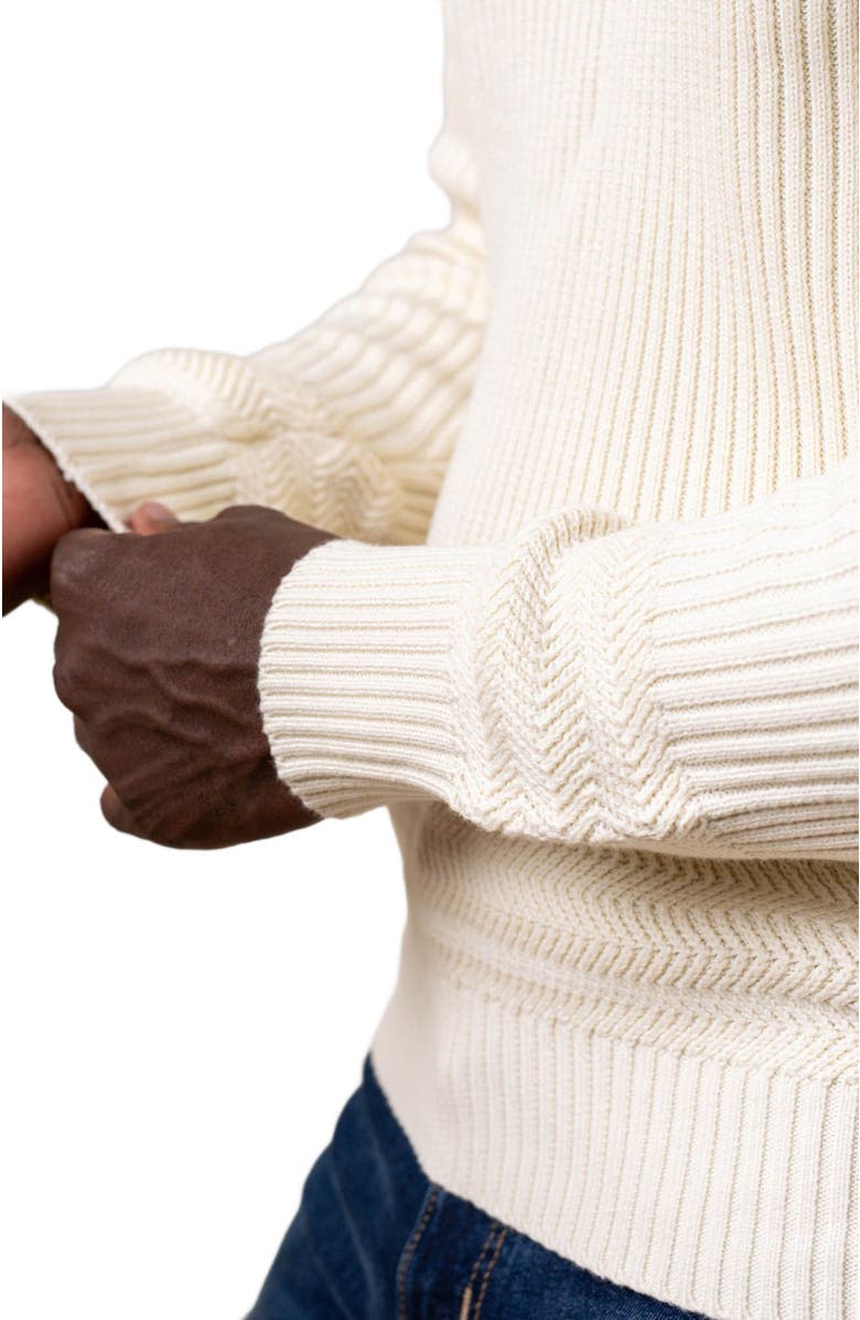 Hope & Henry Men's Organic Herringbone Detail Crew Neck Sweater, Alternate, color, 