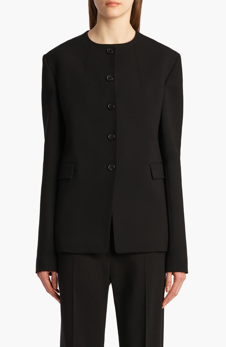 Khaite Jameson Stretch Crepe Jacket, Main, color, Black