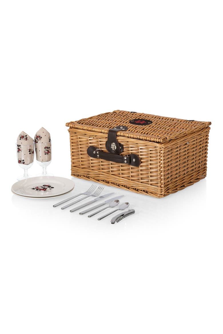 x Disney® Mickey & Minnie Mouse Wicker Picnic Basket & Accessories Set, Alternate, color, BEIGE