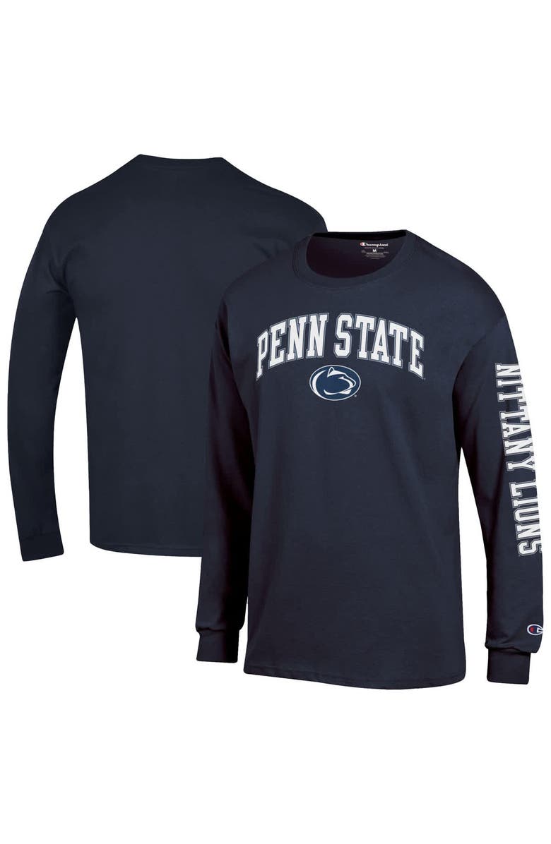 Champion Men's Champion  Navy Penn State Nittany Lions Arch Over Logo 2-Hit Long Sleeve T-Shirt, Main, color, Navy