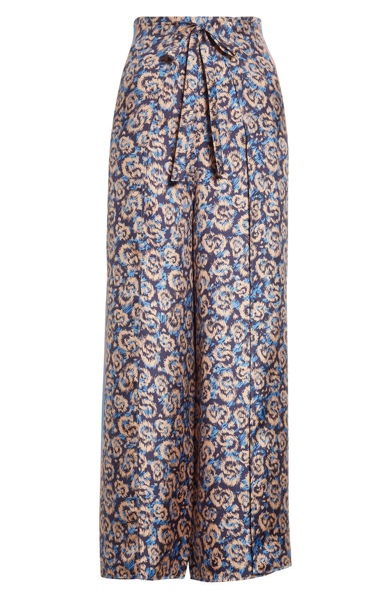 FERRAGAMO Leopard Print Tie Waist Silk Pants, Alternate, color, 