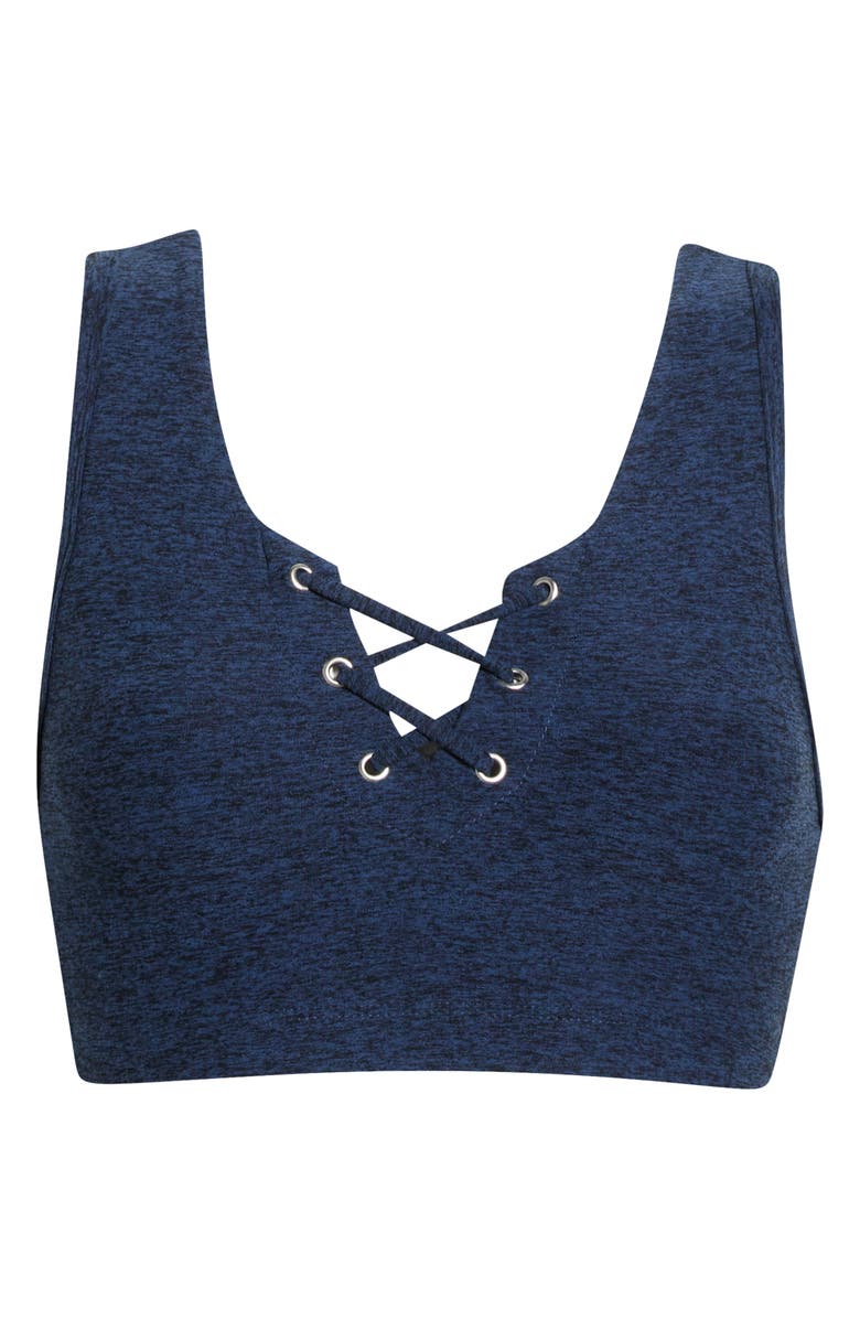 Year of Ours Football Stretch Sports Bra, Alternate, color, Navy