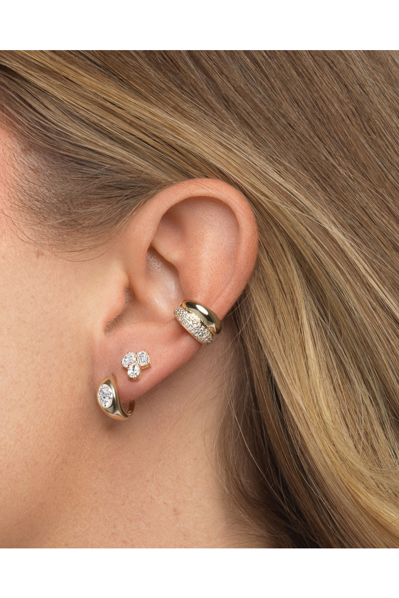Pavé Domed Lab Diamond Ear Cuff in 14K Gold, Alternate, color, Yellow Gold