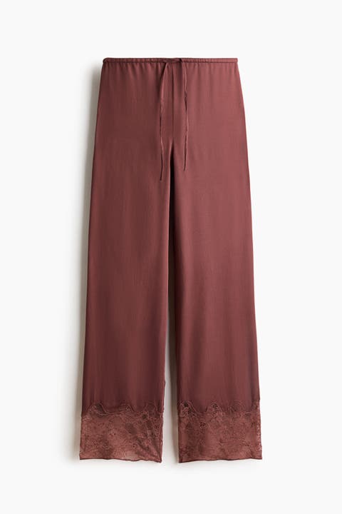 Lace-trimmed Satin Pyjama Bottoms