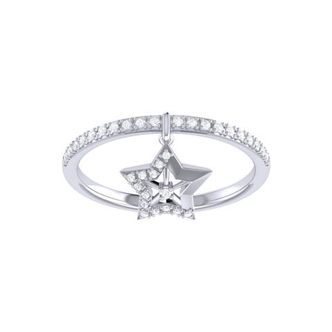 Lucky Star Silver Diamond Charm Ring