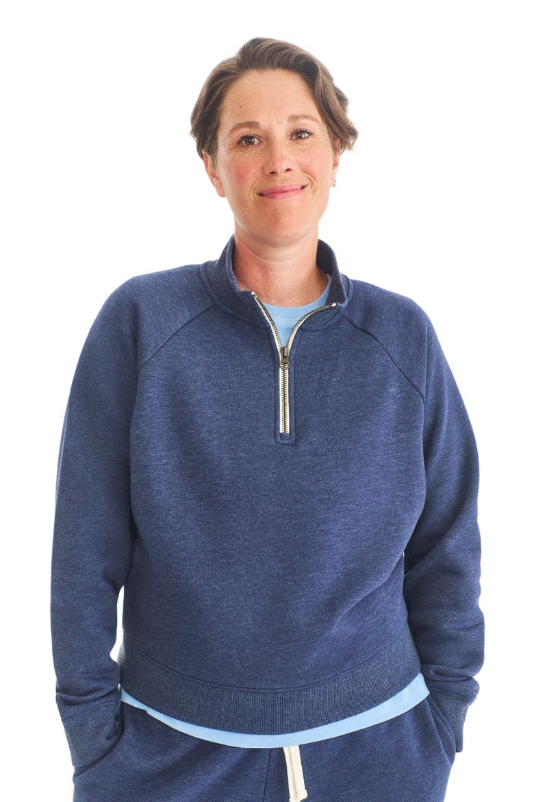 Women's Fit Cozy Fleece Quarter-Zip Sweatshirt, Alternate, color, Heather Navy