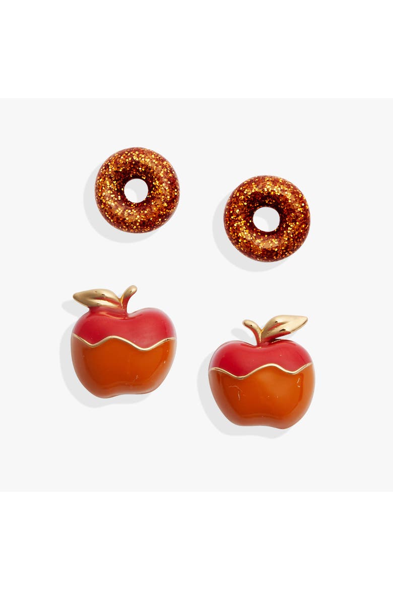 Caramel Apple & Donut Stud Earrings Set of 2, Main, color, Gold