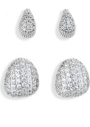 NORDSTROM RACK Set of 2 Pavé Cubic Zirconia Droplet Stud Earrings