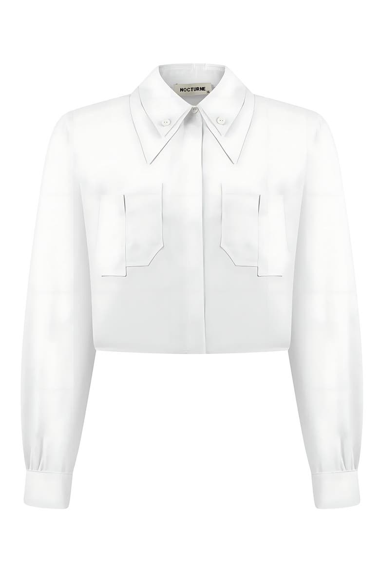 Double Collar Cotton Button-Up Shirt, Alternate, color, White