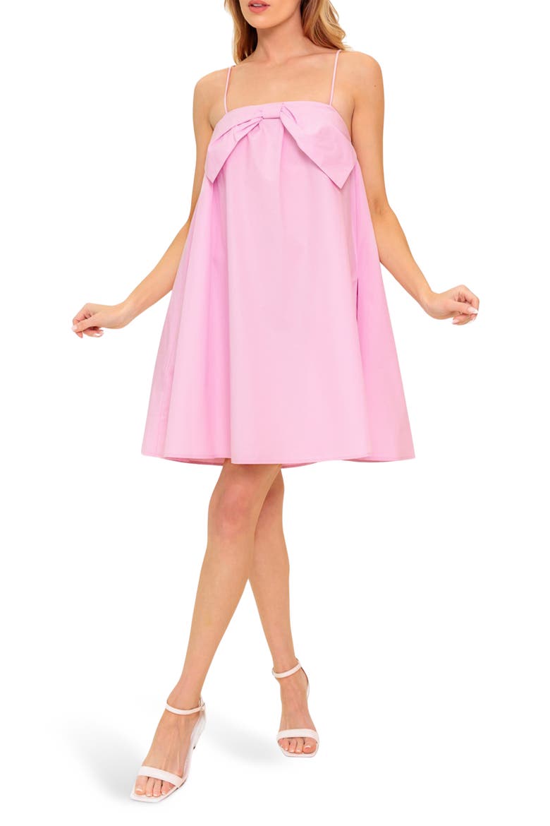 Solid Bow Cotton Dress, Main, color, LIGHT PINK