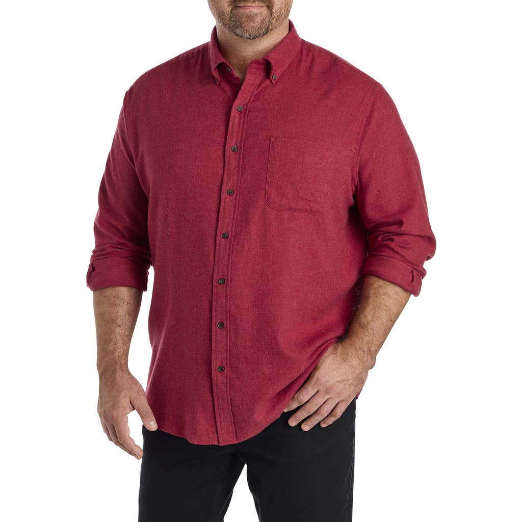 Harbor Bay By Dxl Big & Tall Solid Flannel Sport Shirt In Red