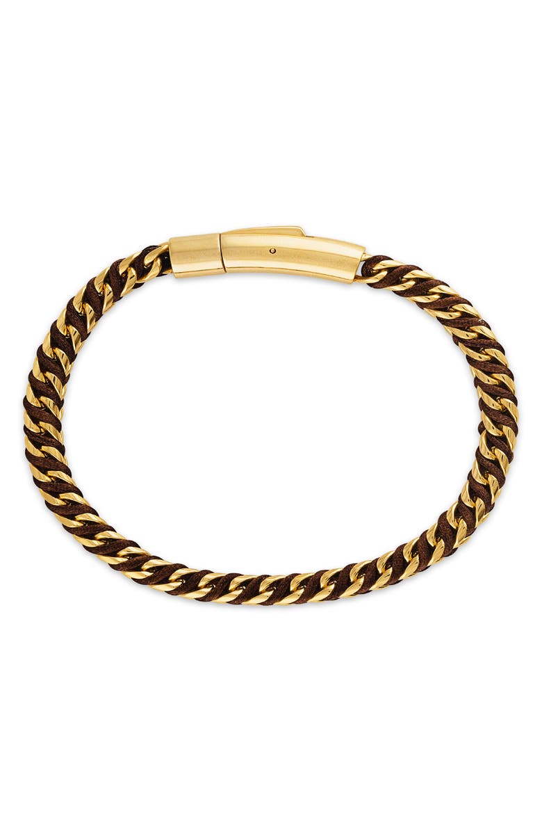 Esquire Men's Stainless Steel Woven Cord Bracelet, Alternate, color, Gold Ip Stainless Steel