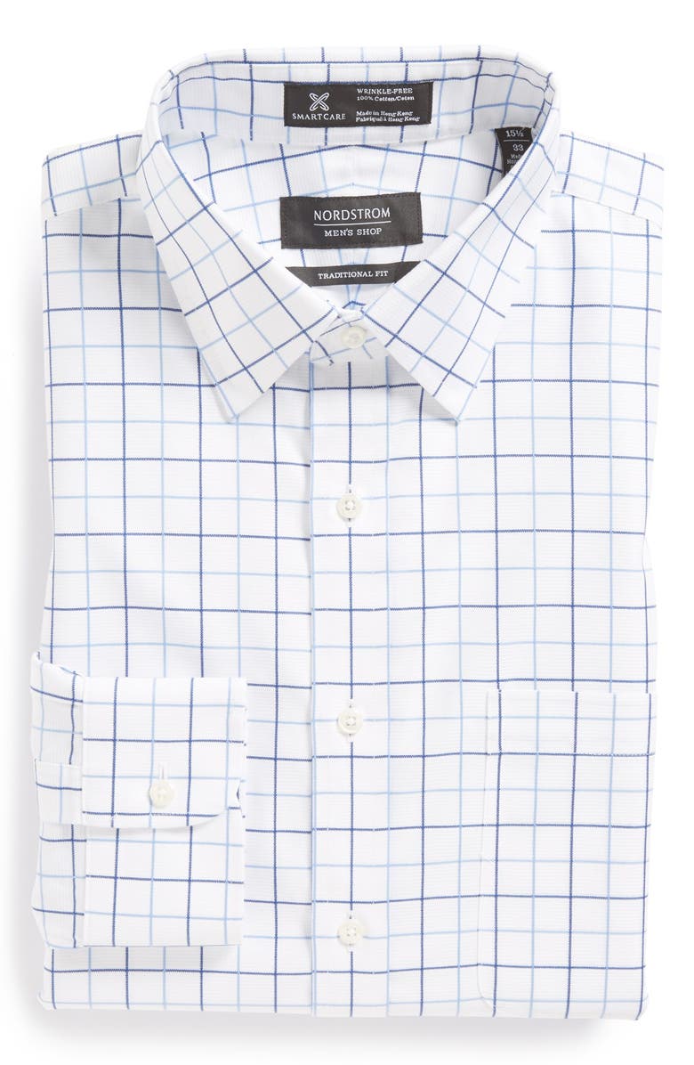 NORDSTROM MEN'S SHOP Nordstrom Smartcare<sup>™</sup> Wrinkle Free Traditional Fit Check Dress Shirt, Main, color, 