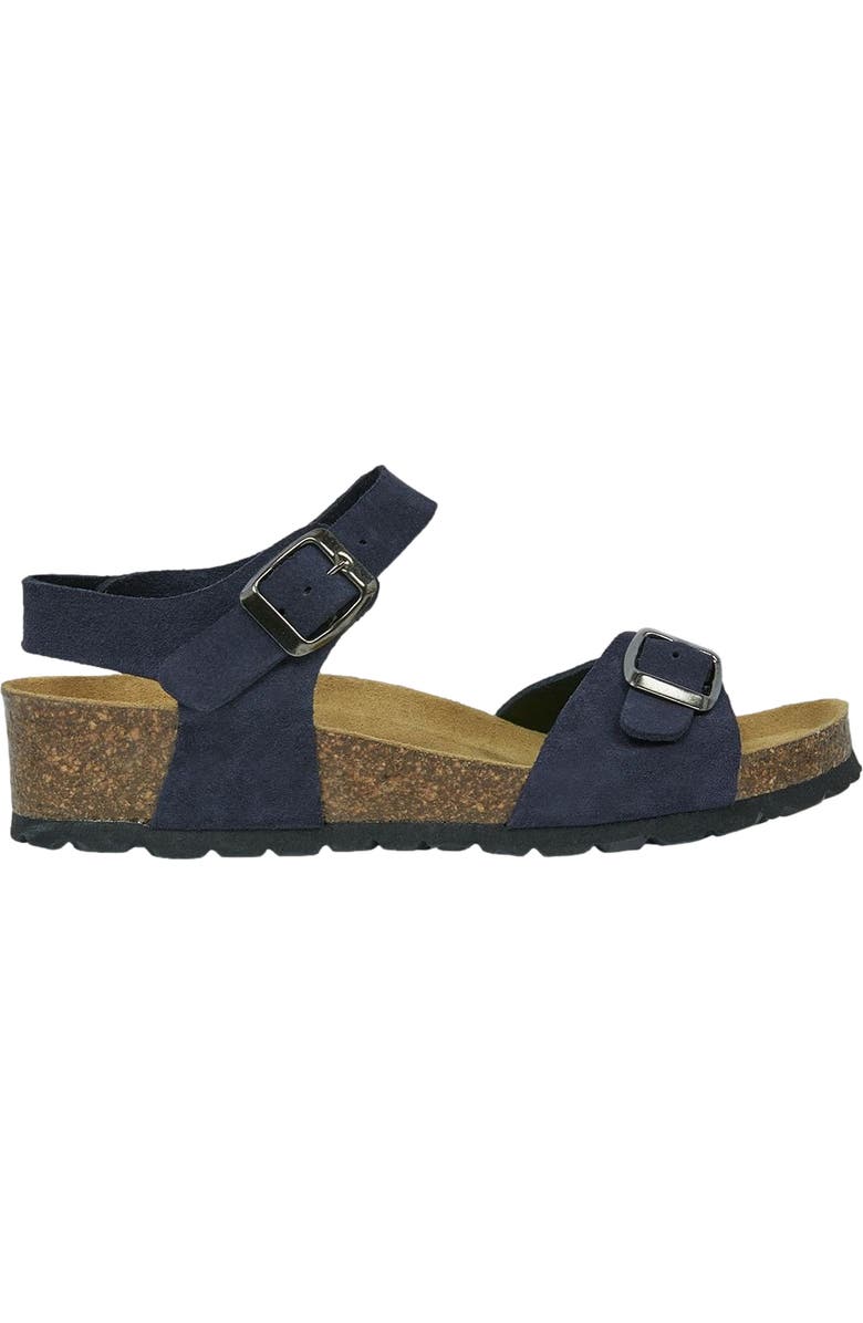 Celtic & Co. Low Wedge Dbl Buckle Sandal, Main, color, Dark Navy