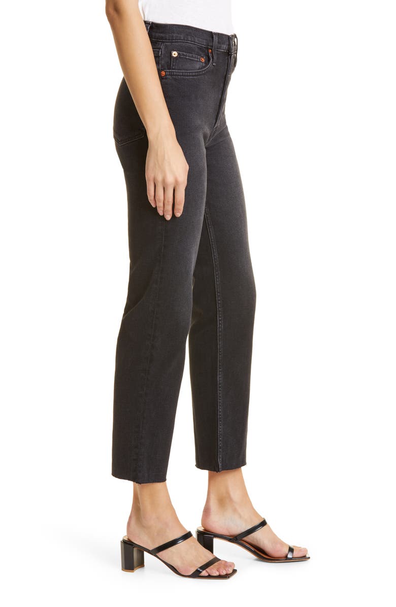 Re/Done '70s Ultra High Waist Raw Hem Stovepipe Jeans, Alternate, color, 