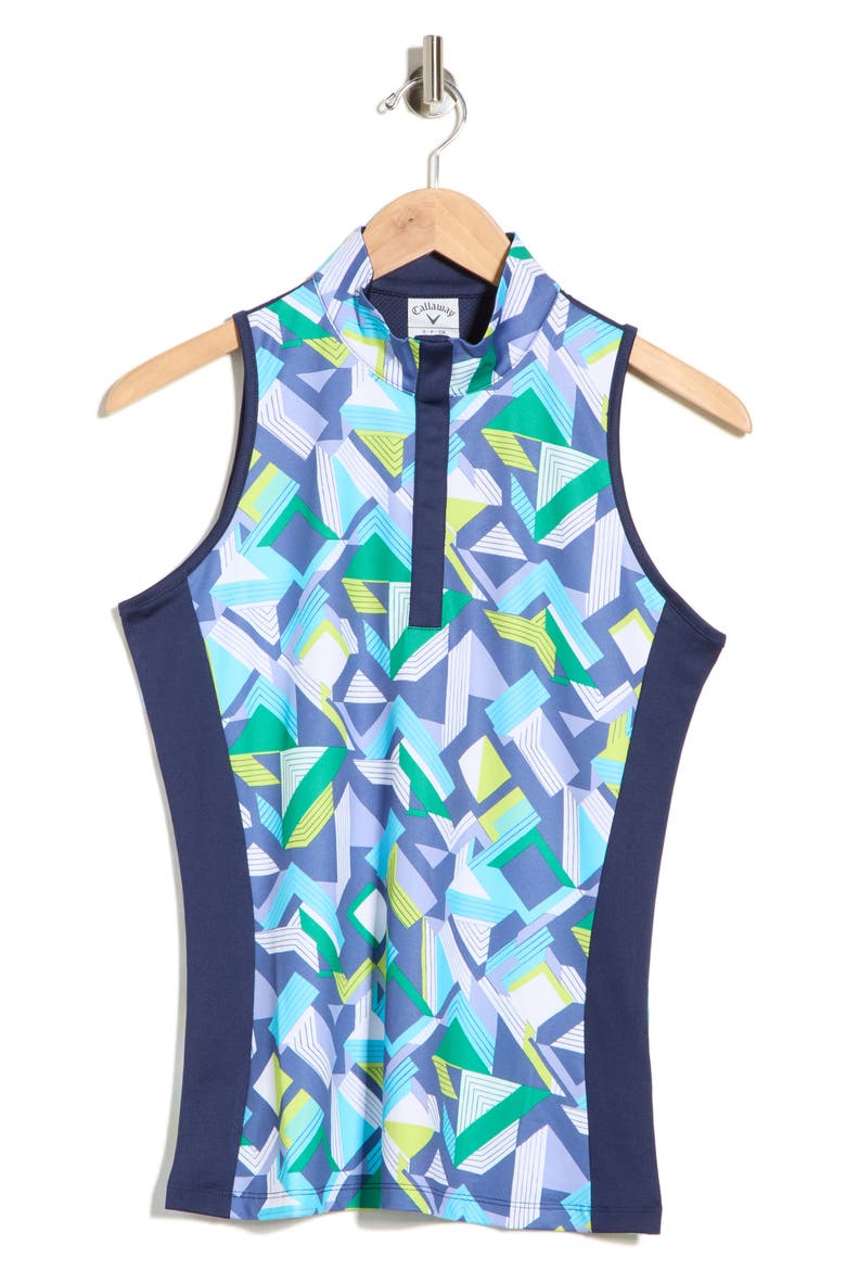 Colliding Geo Print Tank, Alternate, color, PEACOAT
