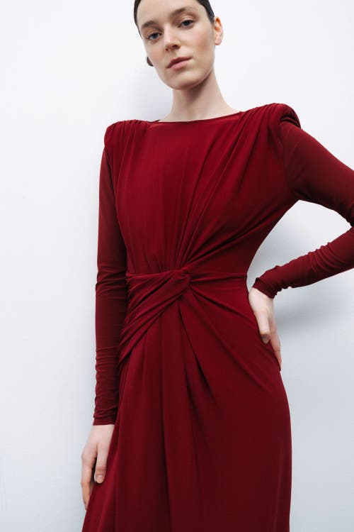 Nocturne Maxi Dress With Twirl Detail In Burgundy